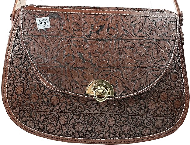 Hand Tooled Leather Brown Purse